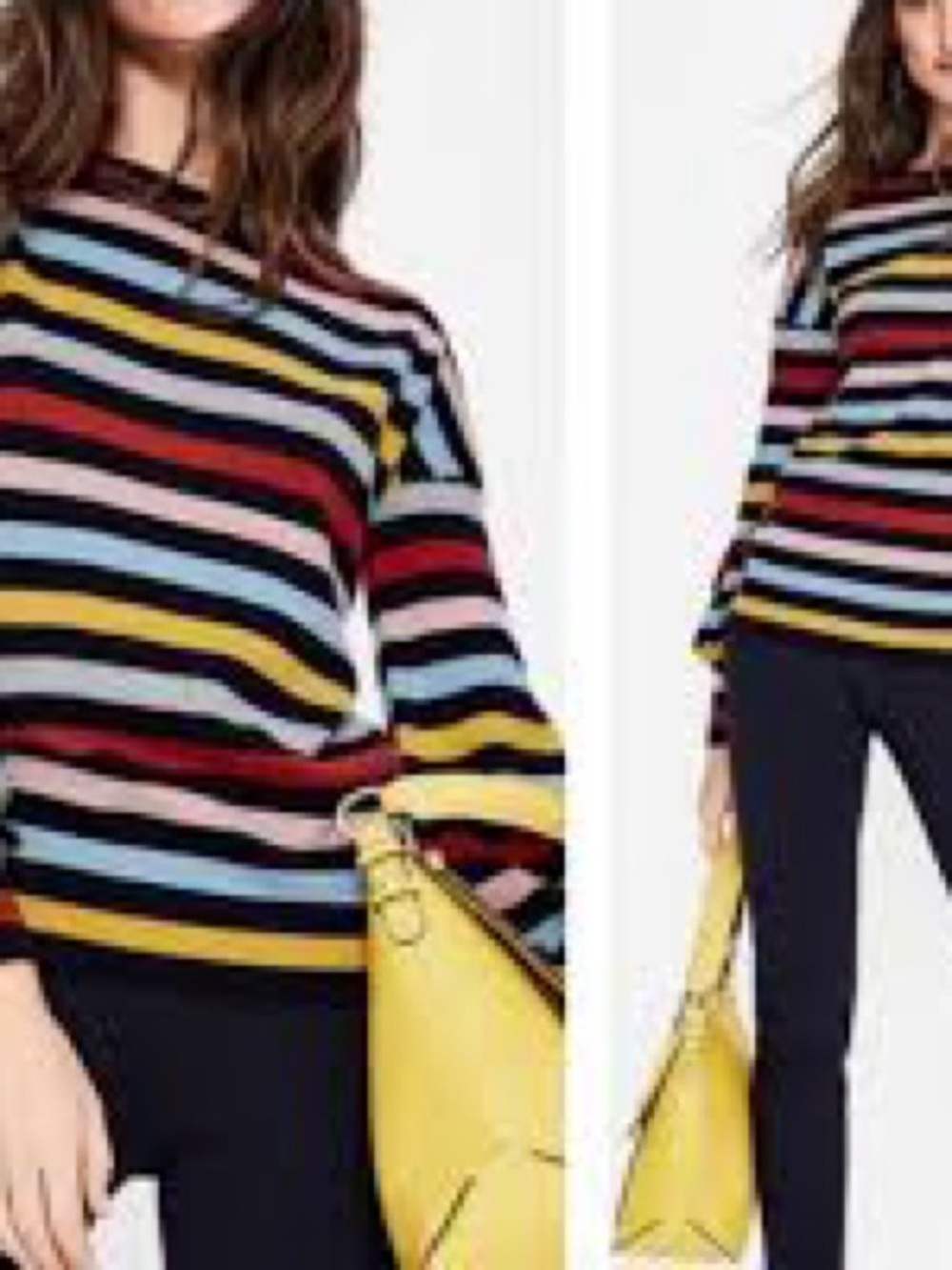 Boden Muriel Wool Cotton Multicolor Stripe Balloon Sleeve Boatneck Sweater XS